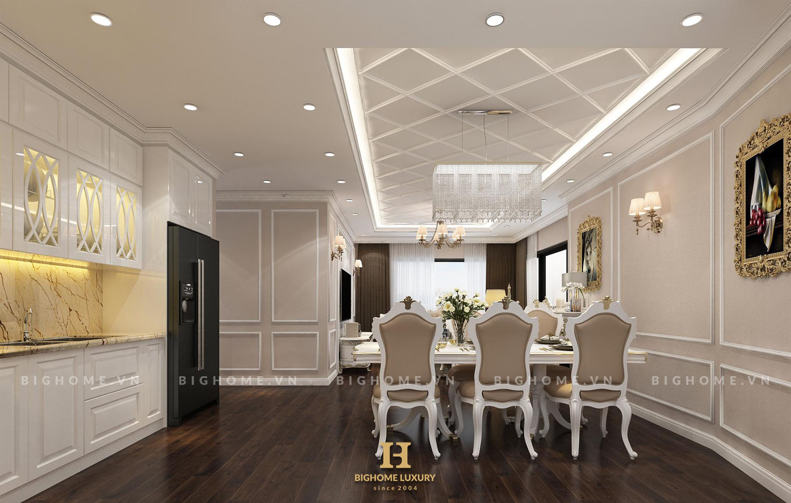 Nội thất thiết kế tân cổ điển chung cư nhà chị Phượng