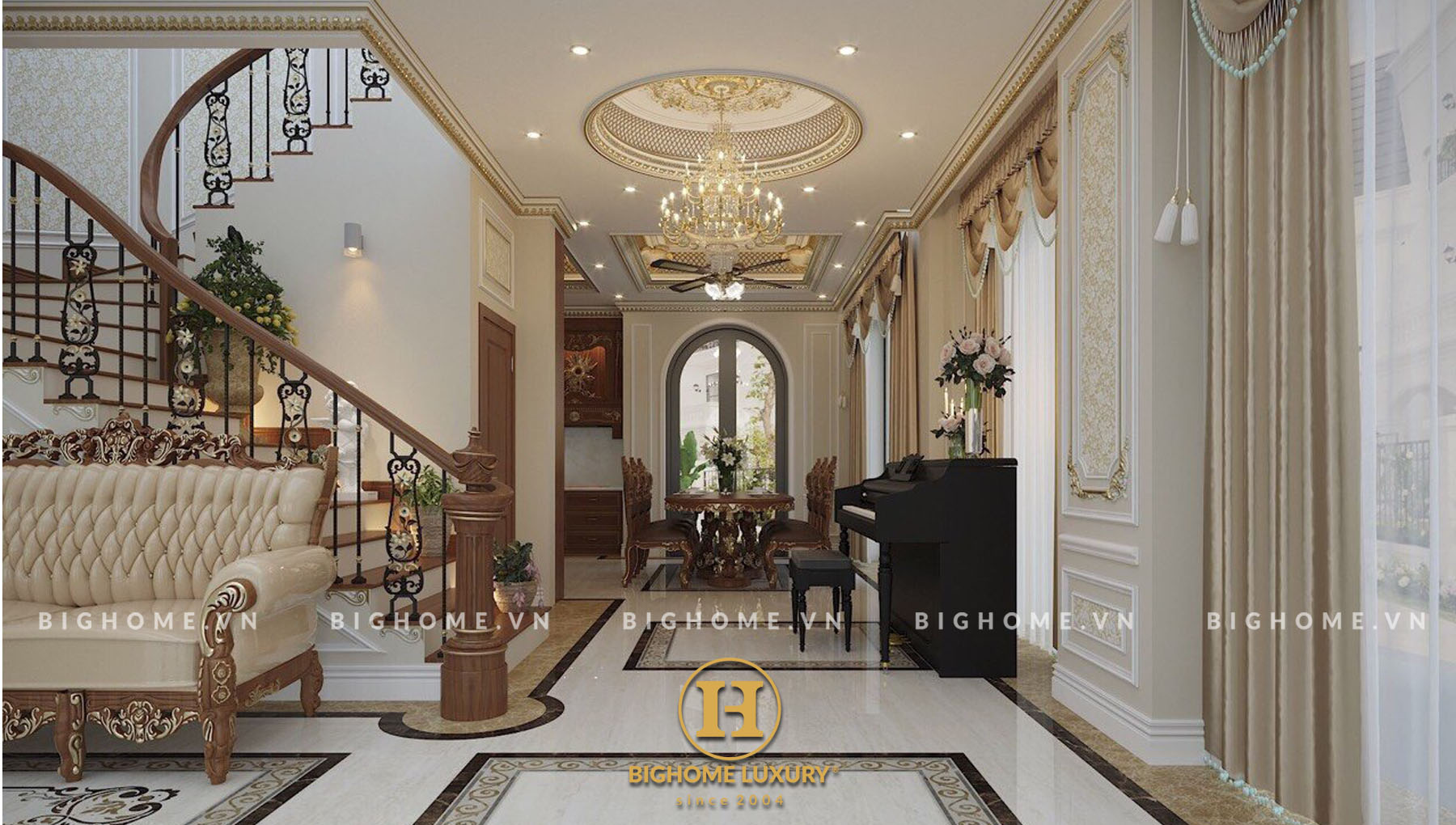 Thiết kế nội thất tân cổ điển Louis City Hoàng Mai nhà chú Giàu