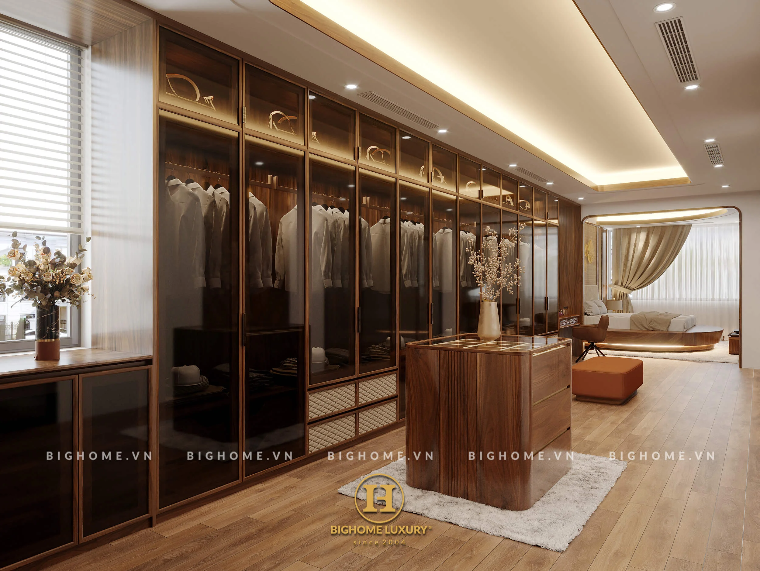 Thiết kế thi công nội thất gỗ óc chó nhà chị Cúc 2024